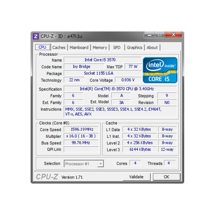 پردازنده کامپیوتر اینتل مدل Core i5-3570 Ivy Bridge استوک