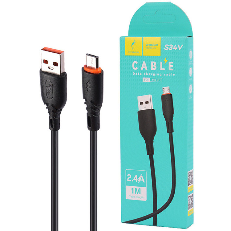 کابل میکرو یو اس بی فست شارژ 2.4 آمپر اسکای دلفین S34V طول 1 متر